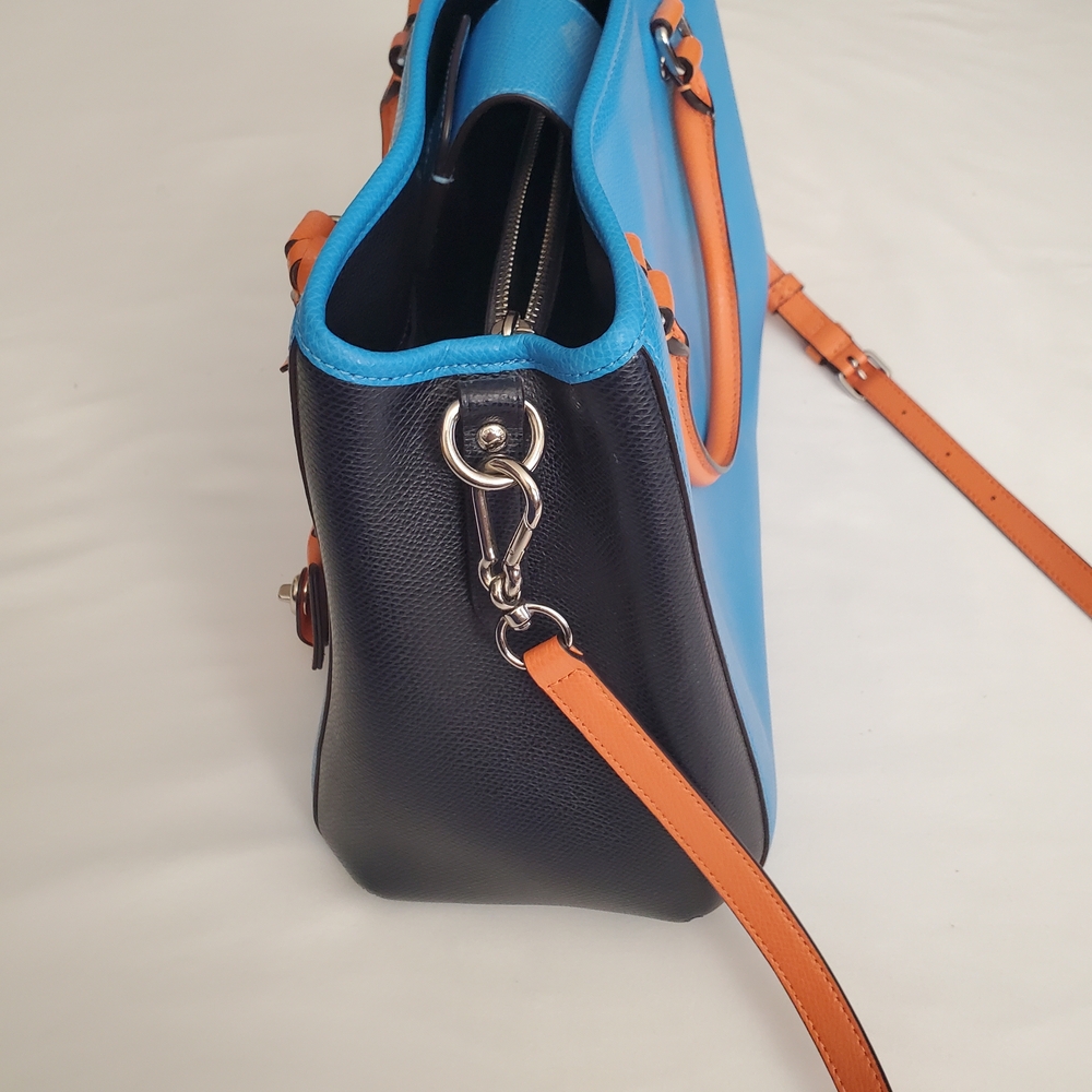 Coach Colorblock Leather Satchel/Top Handle with Crossbody Strap Bag - Picture 4 of 11